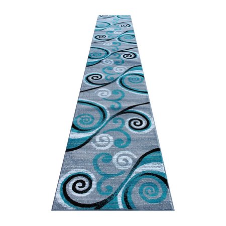Flash Furniture Turquoise 3' x 16' Distressed Abstract Area Rug OKR-RG1100-316-TQ-GG